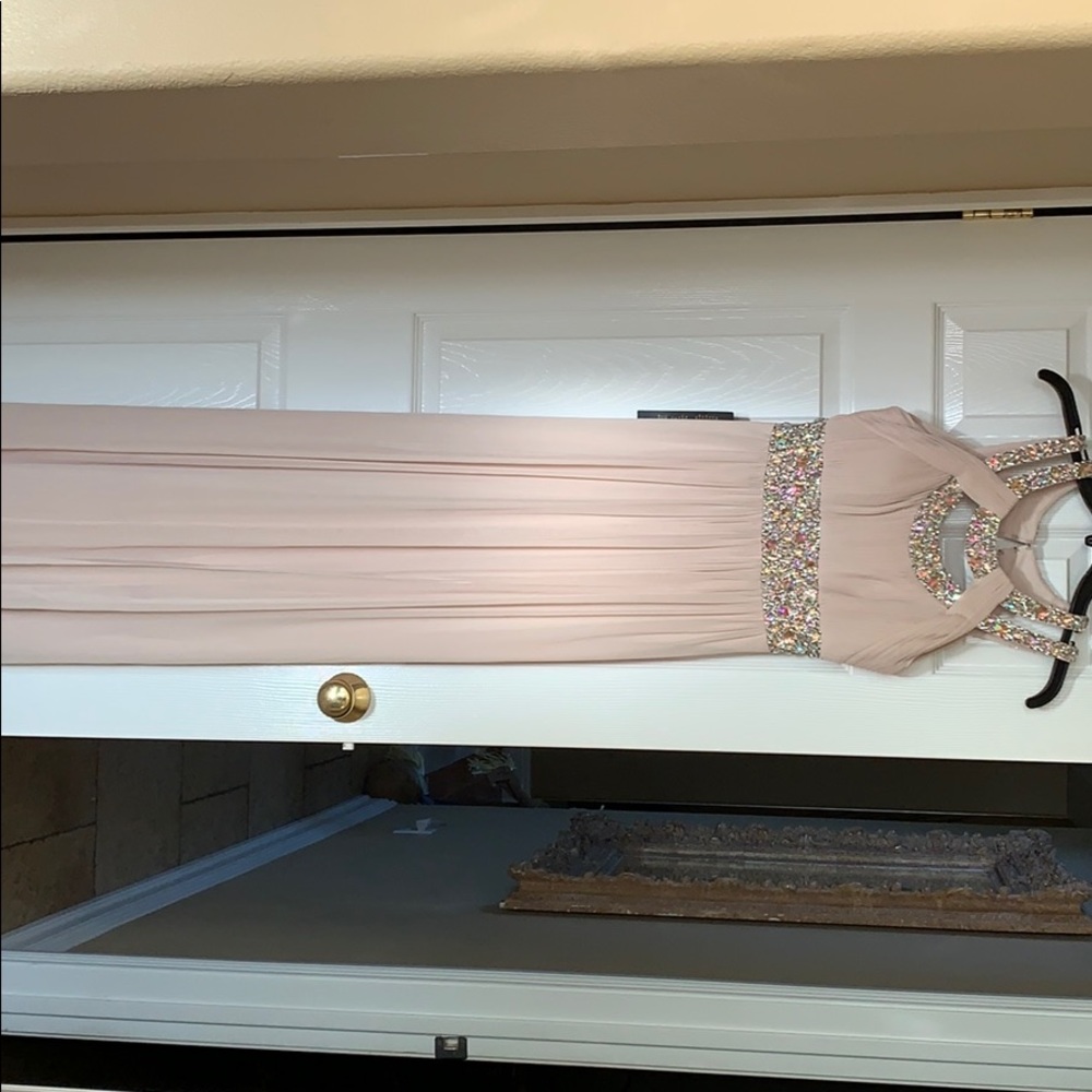 Bebe embellished and sequin maxi formal dress